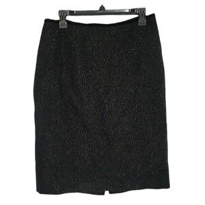 Talbots Women's Black‎ Gold Metallic Sparkle Tweed Pencil Skirt Size 8